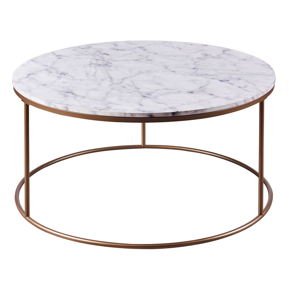 Large Round Coffee Table, Sofa End Table, Side Table, White Marble