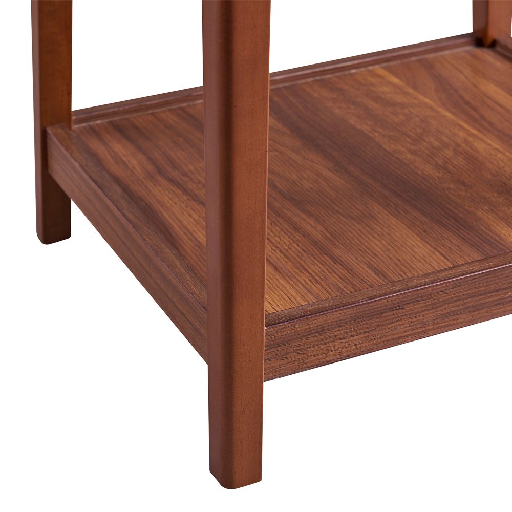 Wooden Side Table with Marble Effect Top & Shelf, Coffee End Table