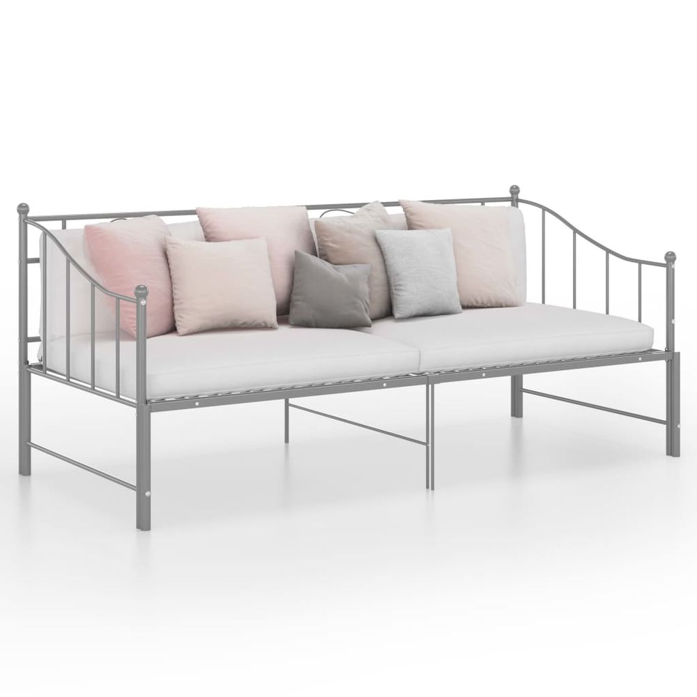 Pull-out Sofa Bed Frame in Black, White & Grey Metal 90x200 cm