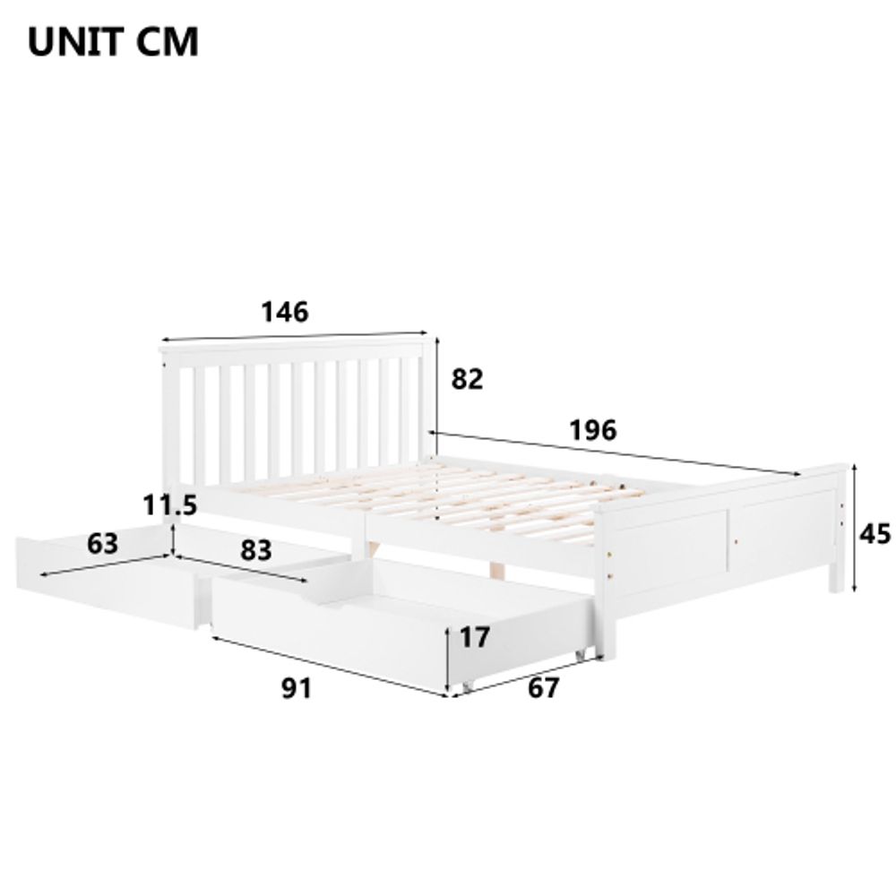 wooden bed with drawers