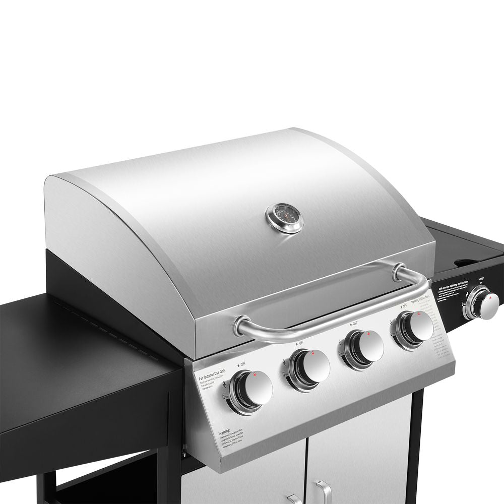BBQ Grill with 4 Stainless Steel Burners & Side Burner