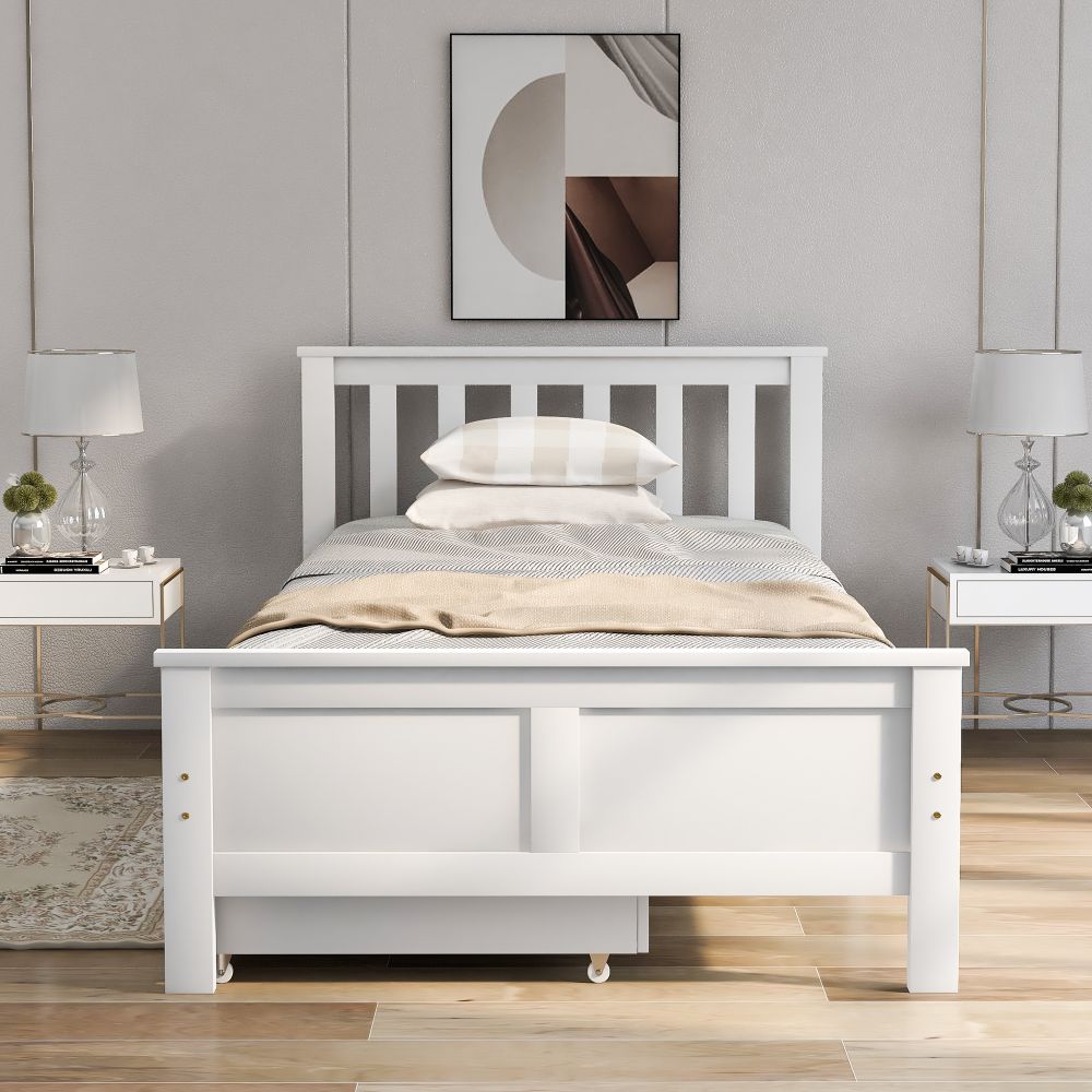 Wooden Solid White Pine Storage Bed with Drawers Bed Furniture Frame