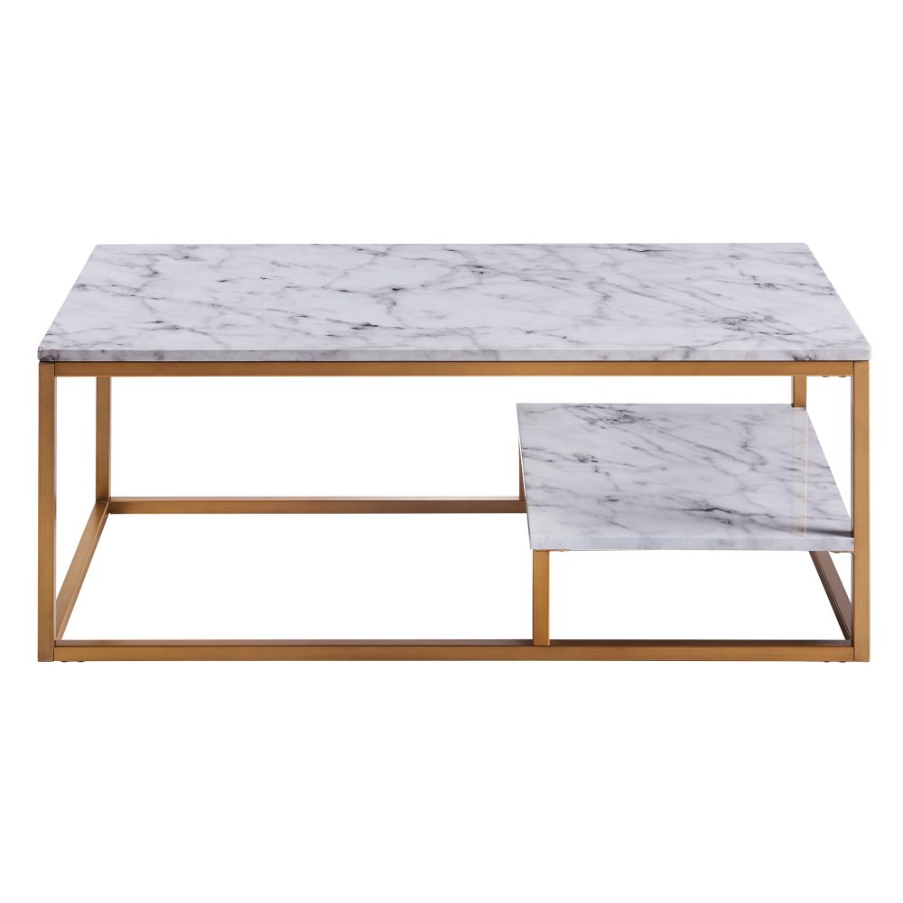 Marmo Modern Wooden Marble Effect Coffee Table Living Room