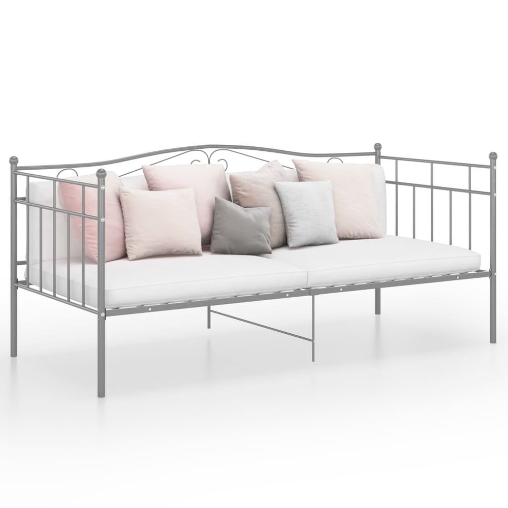 Sofa Bed Frame Black, White & Grey Metal 90x200 cm