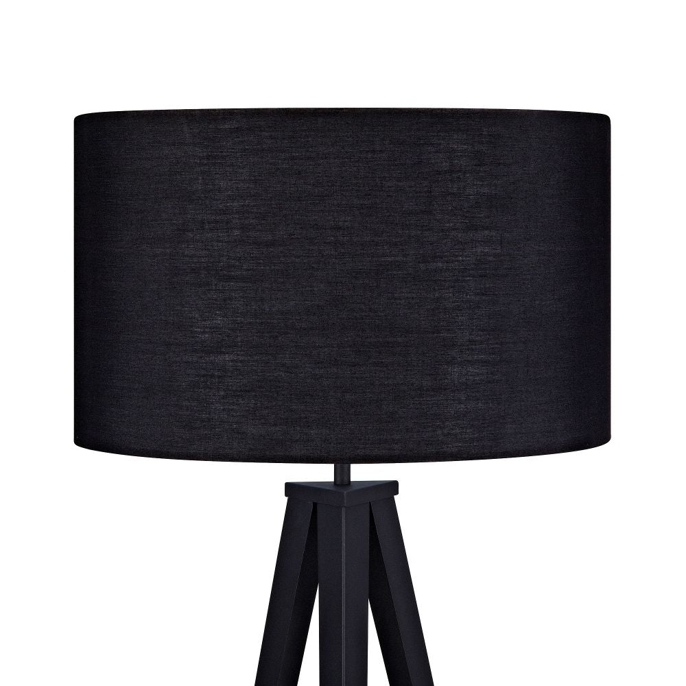 Romanza Tripod Standing Floor Lamp & Shade, Modern Lighting, Black