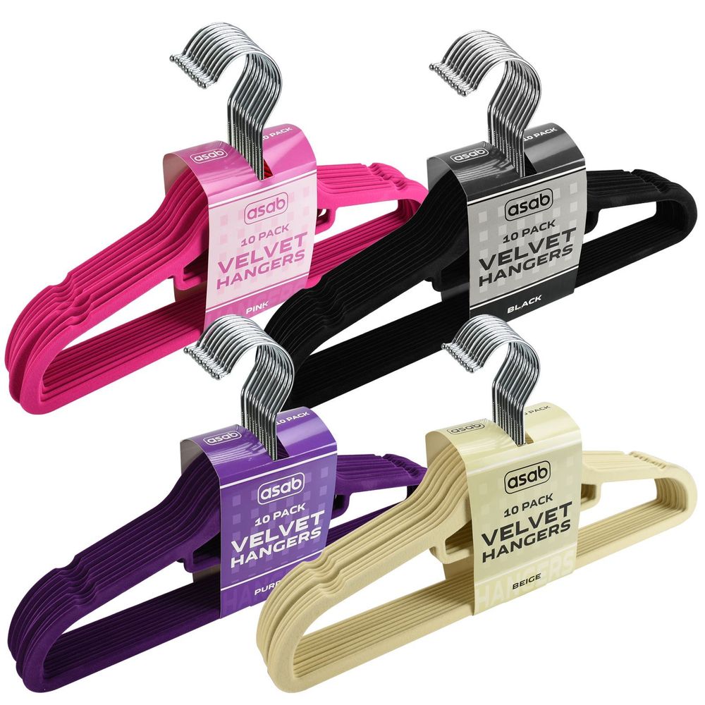 2X 10Pk Flocked Hangers PURPLE | AS-99160