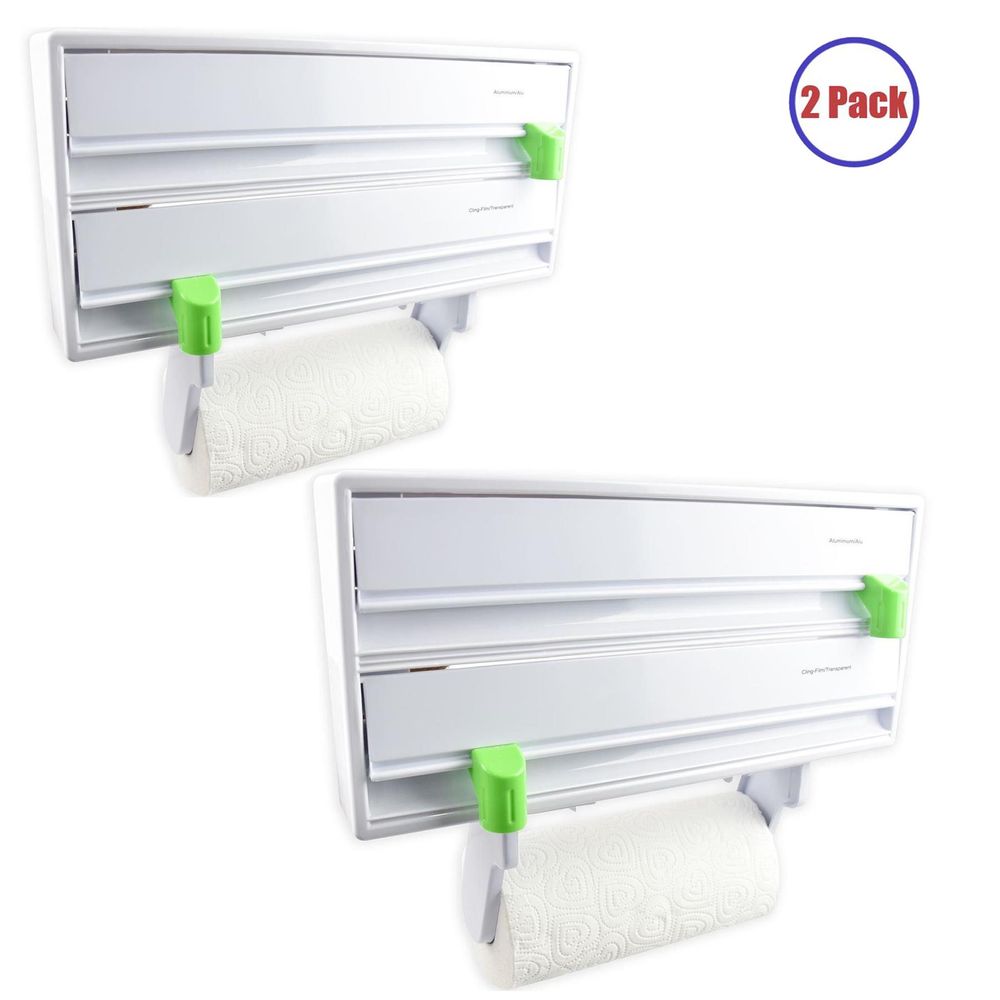3 in 1 Wall Mounted Kitchen Dispenser for Aluminium Foil, Cling Film and Kitchen Roll