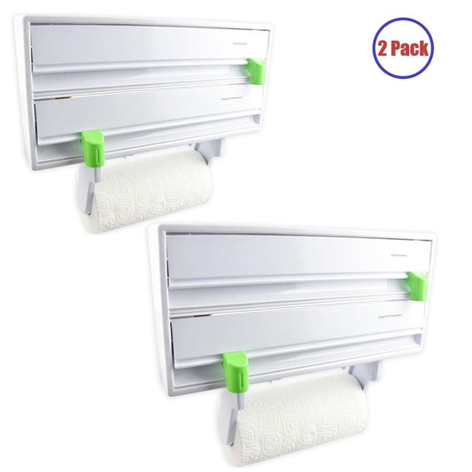 3 in 1 Wall Mounted Kitchen Dispenser for Aluminium Foil, Cling Film and Kitchen Roll