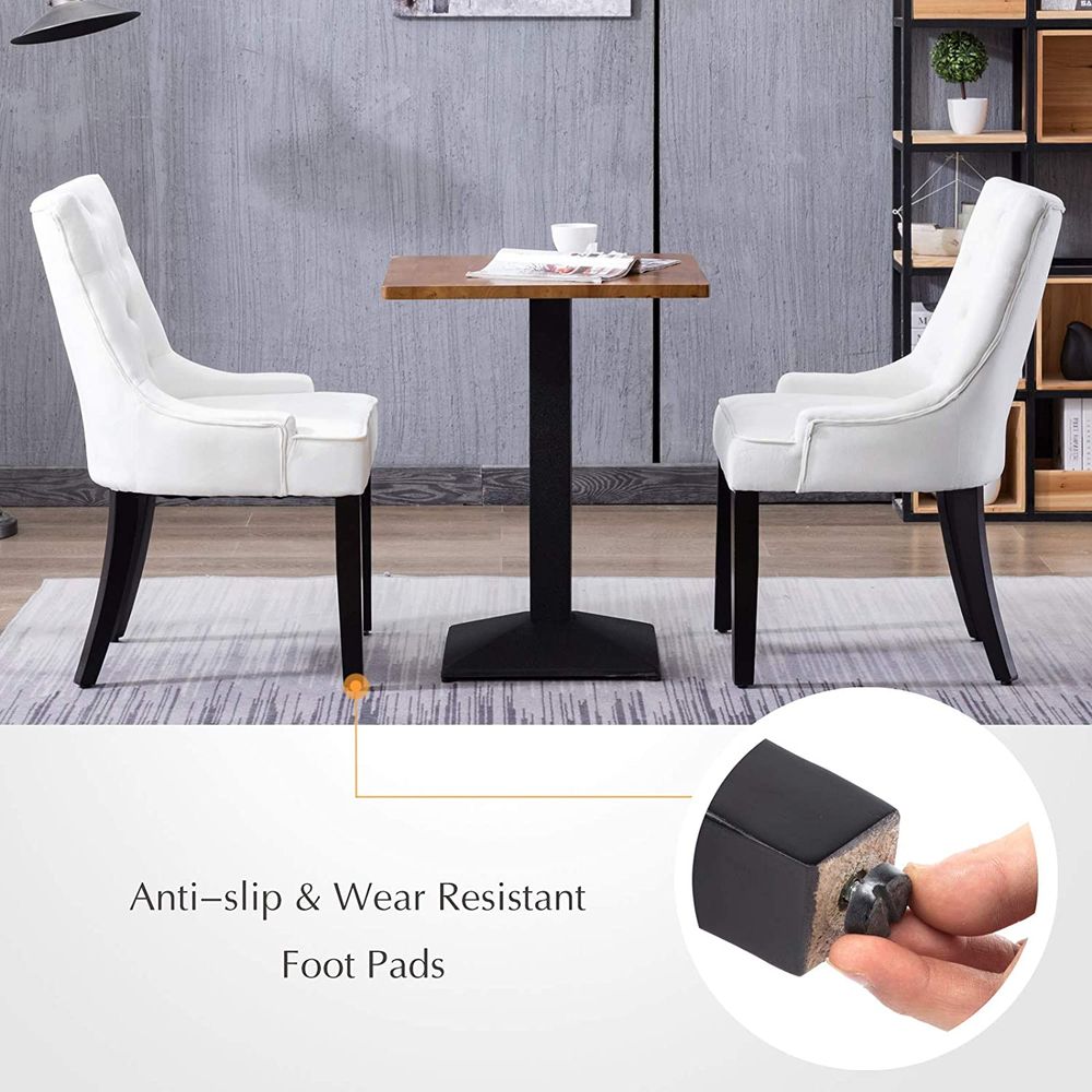 Dining Chairs Set of 2 Velvet Fabric Chairs with Wooden Style Metal Legs for Dining Room, white(multiple colour)