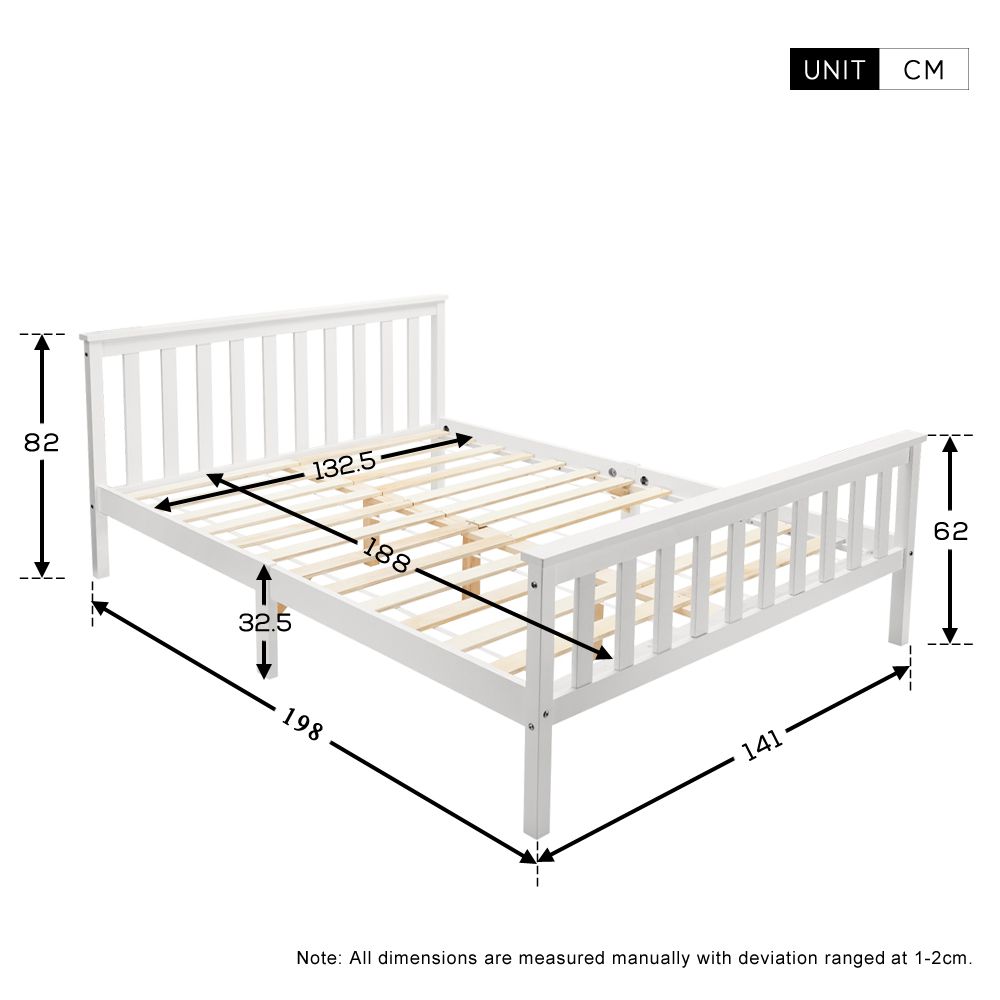 Double Bed Wooden Frame 4ft6 Double Wooden Bed in White