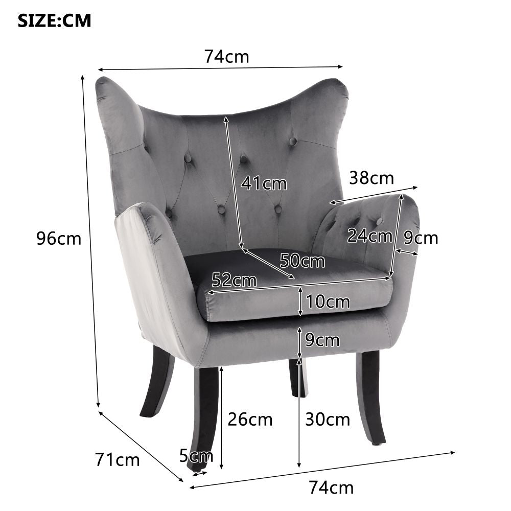 Mid Century Wingback Arm Chair Modern Upholstered High Back Accent Chair