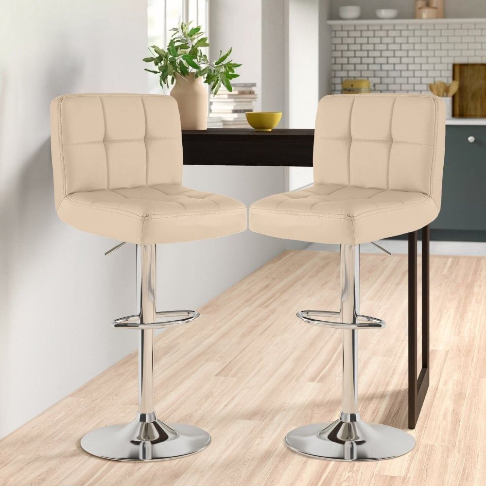 Faux Leather Bar Stool with Chrome Leg