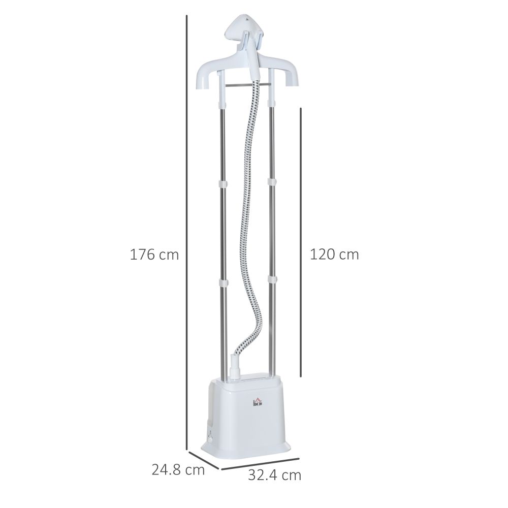 Upright Garment Clothes Steamer with 6 Steam Setting and 1.7L Water Tank White
