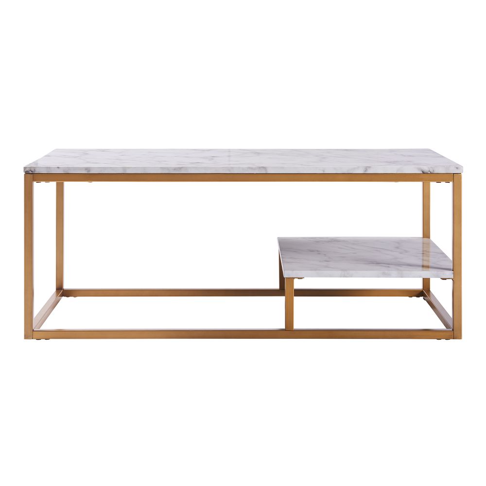 Marmo Modern Wooden Marble Effect Coffee Table Living Room