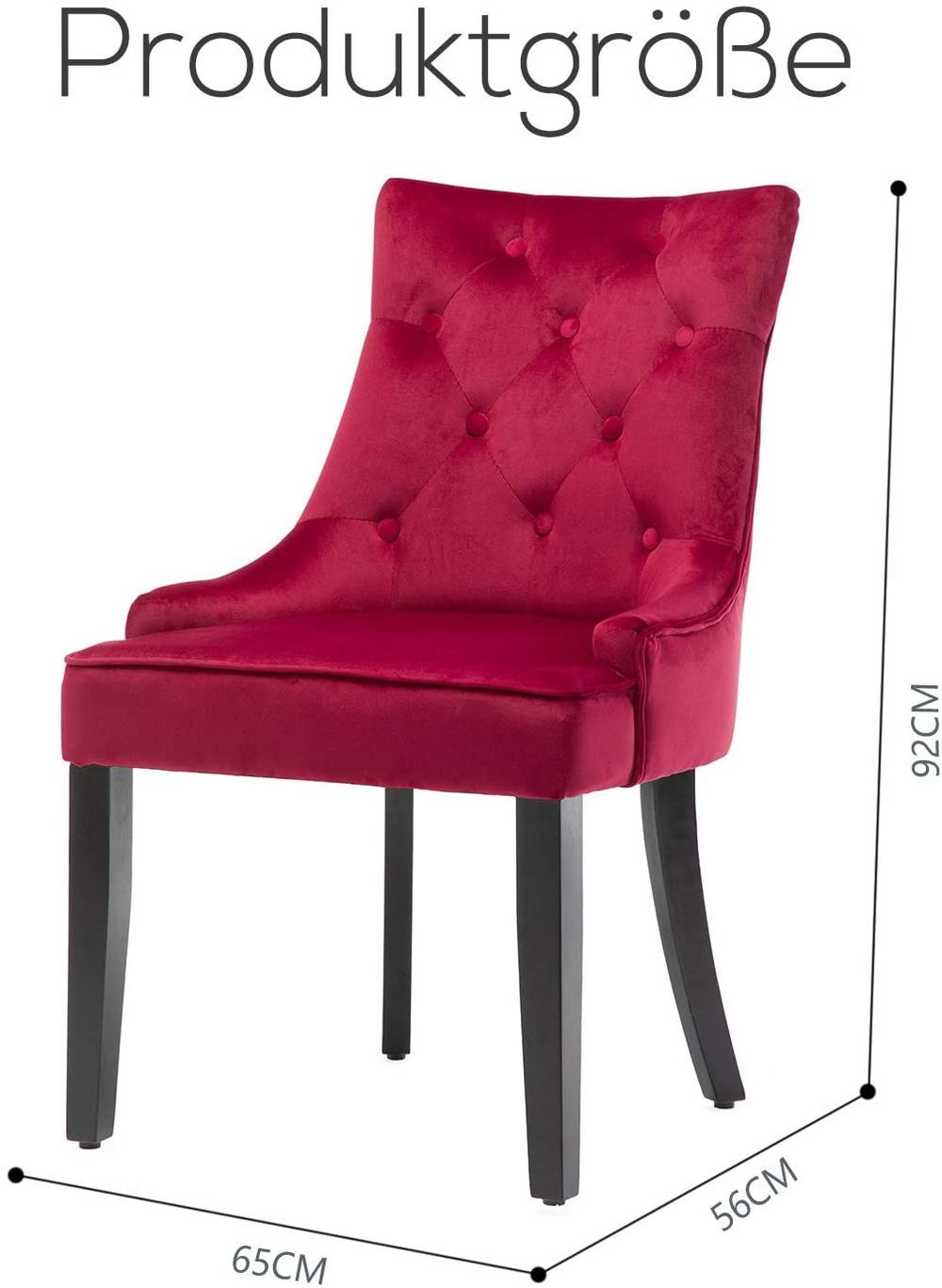 Dining Chairs Set of 2 Velvet Fabric Chairs with Wooden Style Metal Legs for Dining Room,Red(And many