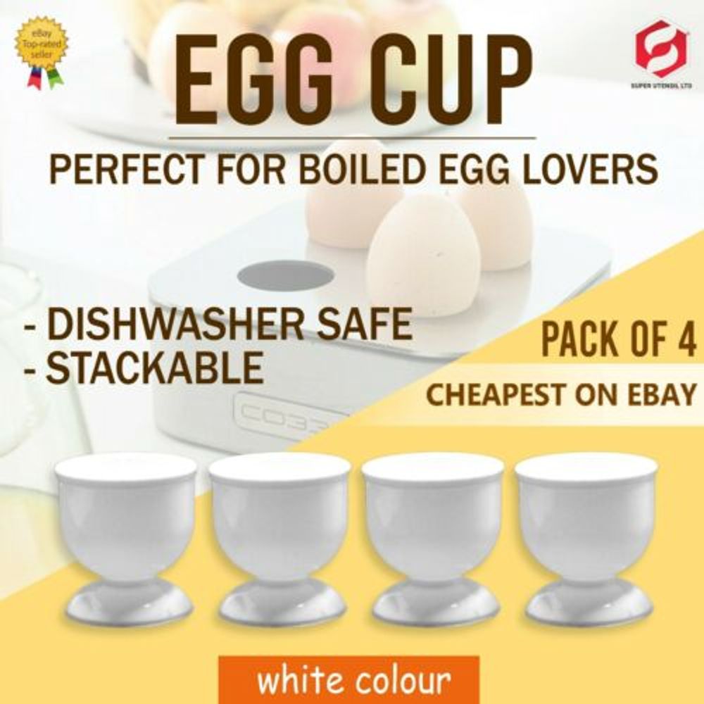 4pcs  Egg Cup Holder Set For Kitchen Boiled Egg Serving Cups Breakfast White New