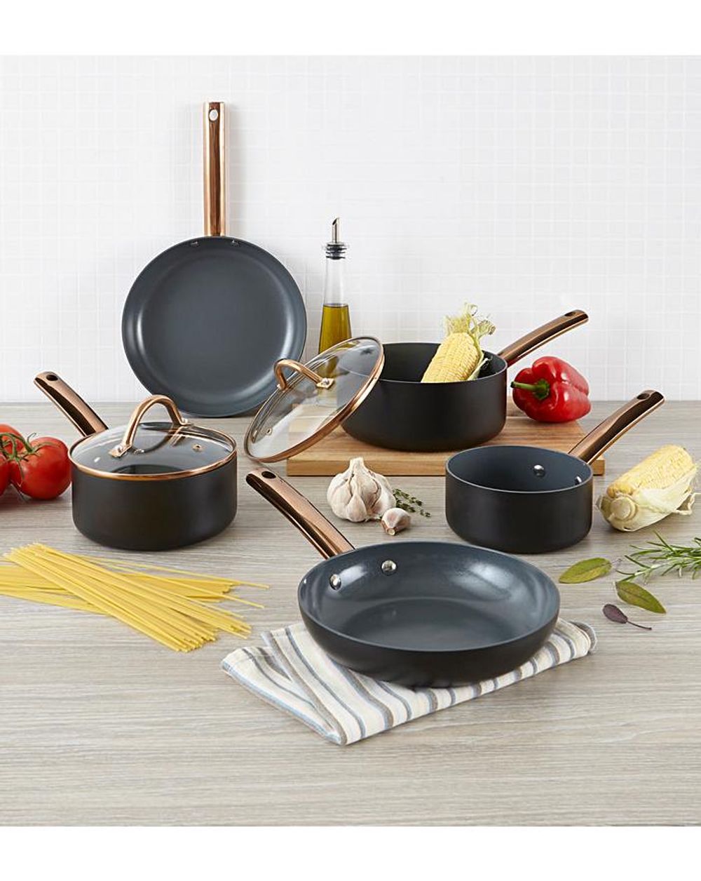 5pc Non-Stick Cookware Set Stainless Steel Healthy Cooking Copper