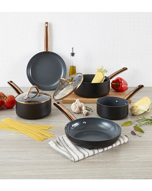 5pc Non-Stick Cookware Set Stainless Steel Healthy Cooking Copper