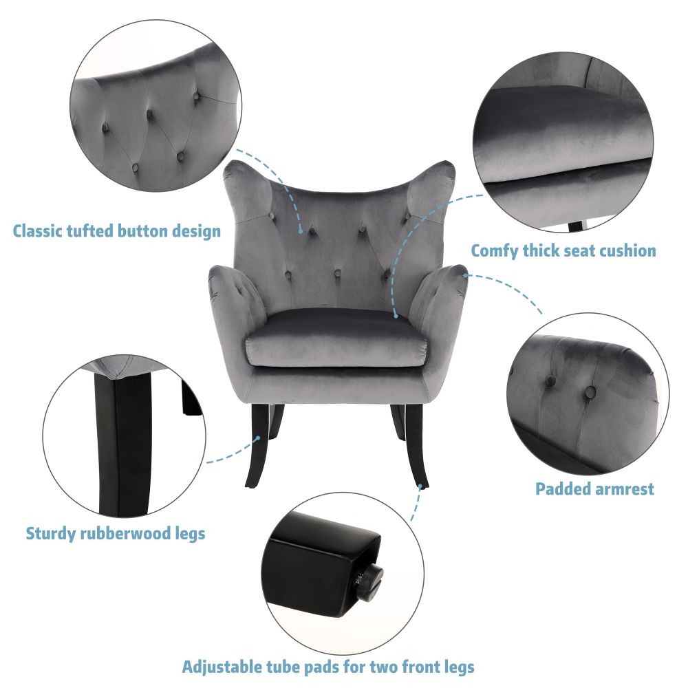 Mid Century Wingback Arm Chair Modern Upholstered High Back Accent Chair