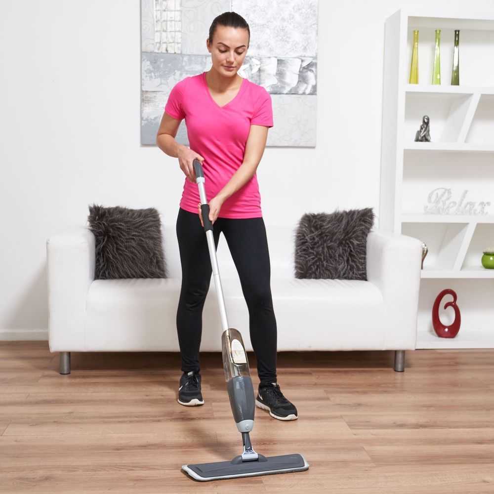Spray Floor Mop Water Cleaner Refillable Bottle Machine Washable Microfibre Pads