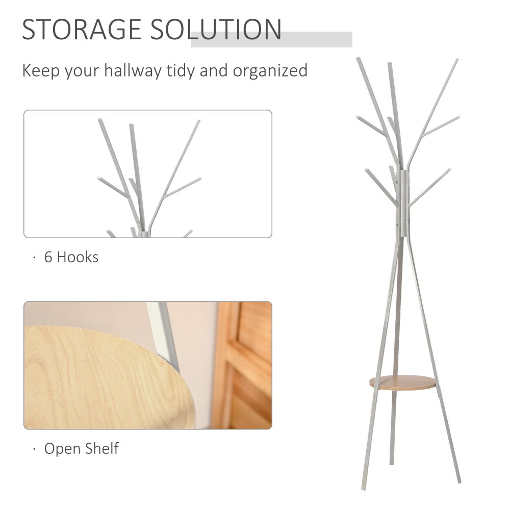 180cm Free Standing Coat Rack Metal Shelf Holder Stand Display Clothes Hat