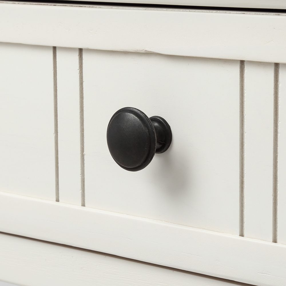 Daisy Series Console Table with Two Drawers and Bottom Shelf (Ivory White)