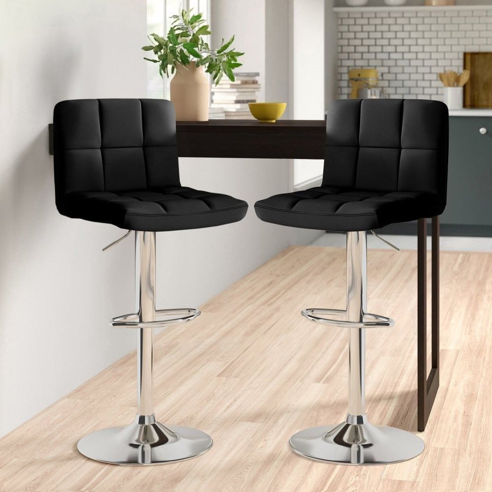 Faux Leather Bar Stool with Chrome Leg