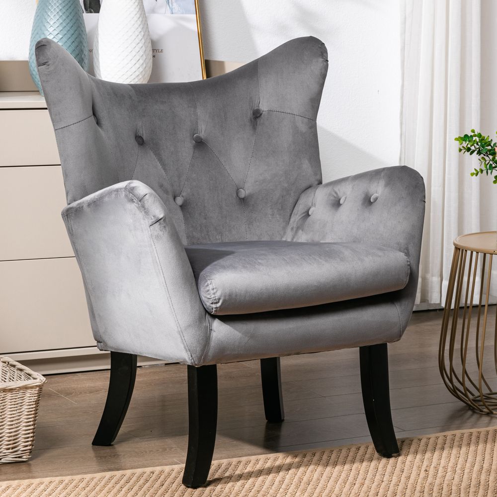 Mid Century Wingback Arm Chair Modern Upholstered High Back Accent Chair