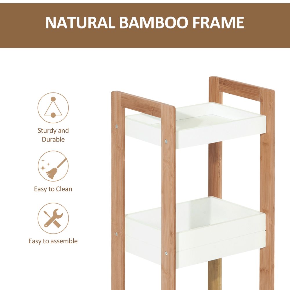 3-Tier Shelf Storage Bamboo Cupboard Standing Unit Rack Organizer Bathroom