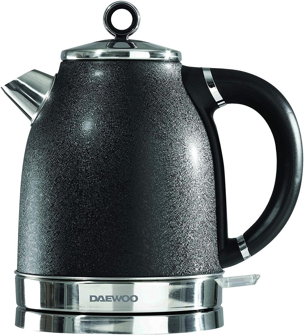 Daewoo Glace Noir 1.7L 3kw Electric Dome Kettle Rapid Boil Crackle Effect Black