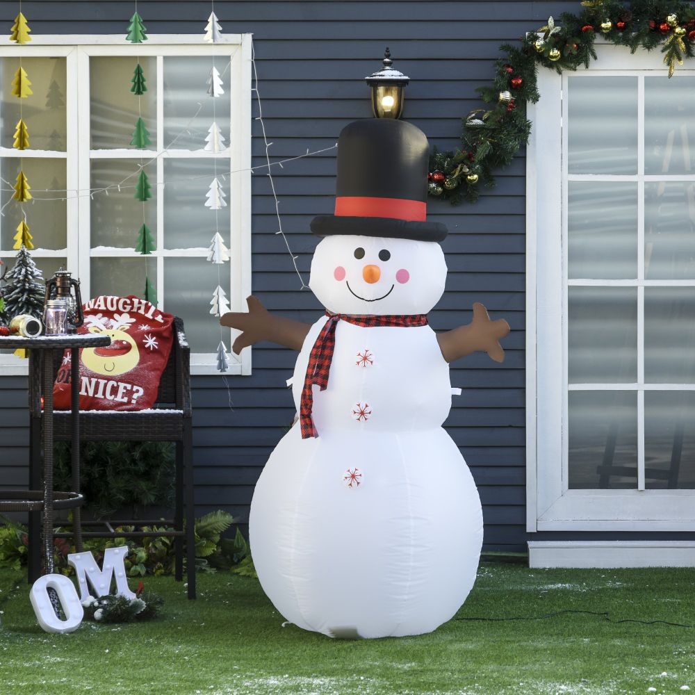 6ft/1.82m Tall Giant Inflatable Snowman Christmas with Hat Scarf LED Lights