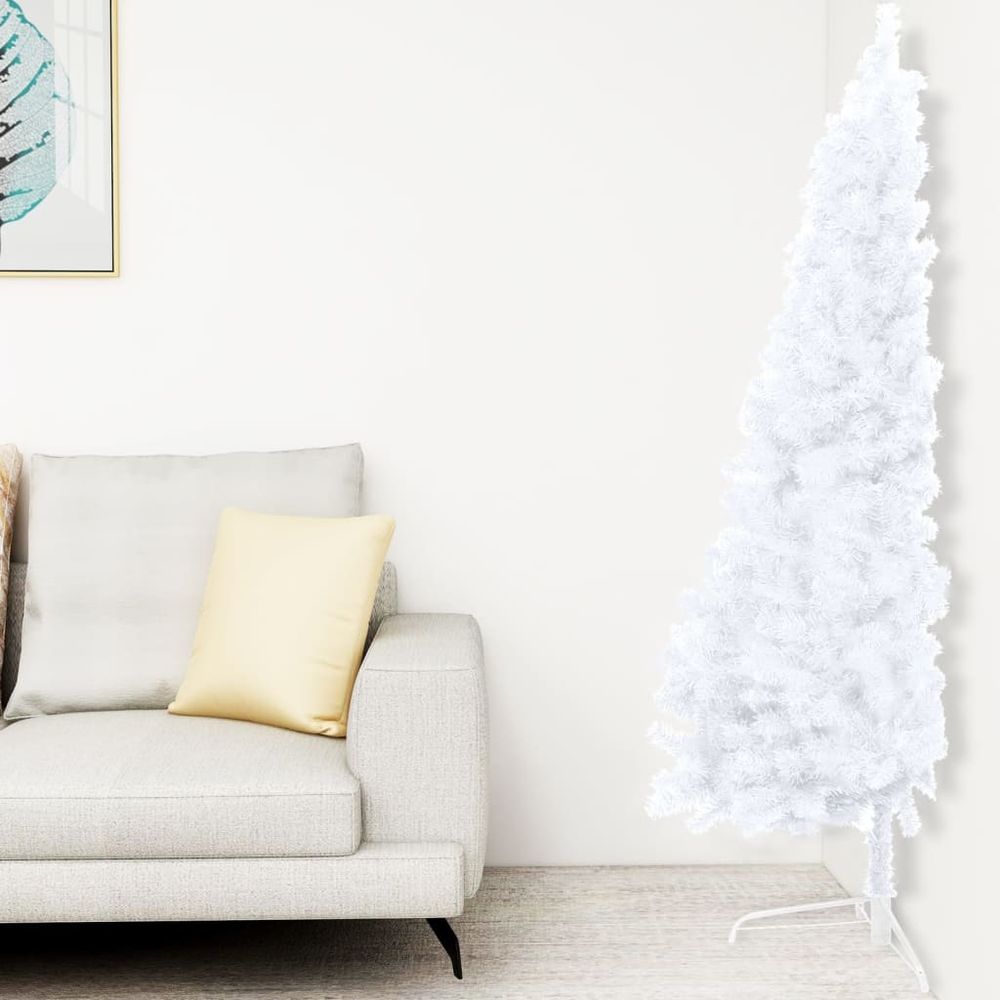 Artificial Half Christmas Tree with Stand PVC Green/White Multi Sizes