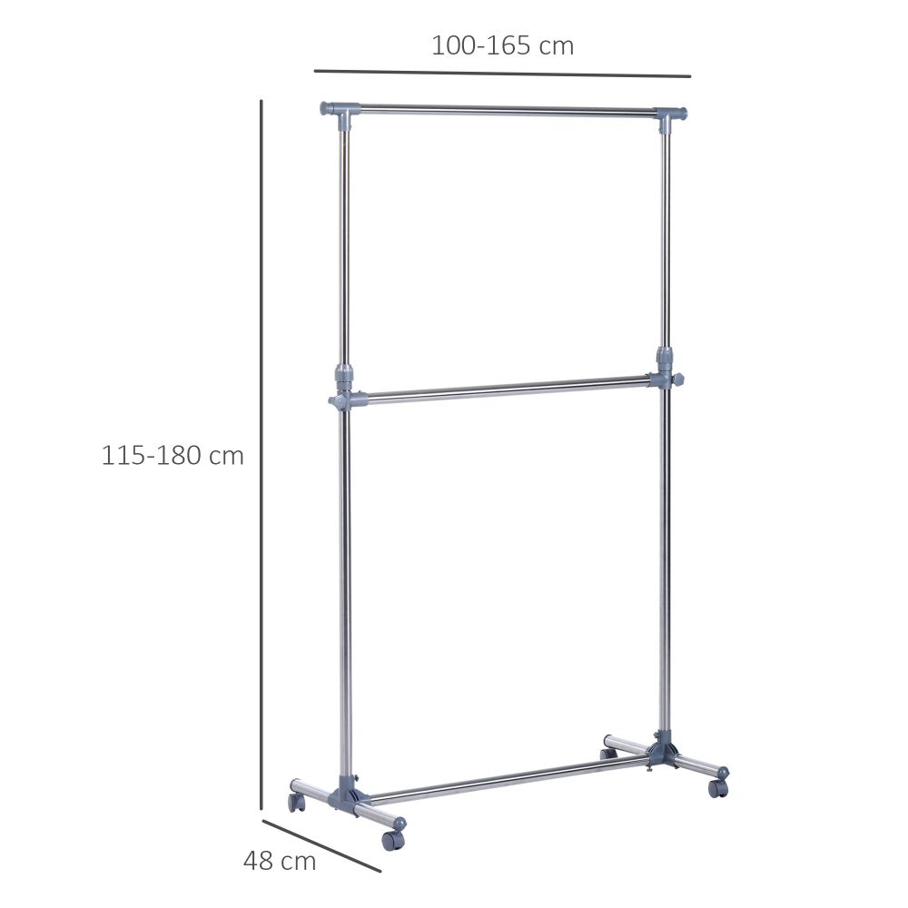 Adjustable Clothes Hanger Storage Clots Rail Garments Shelf Wheels