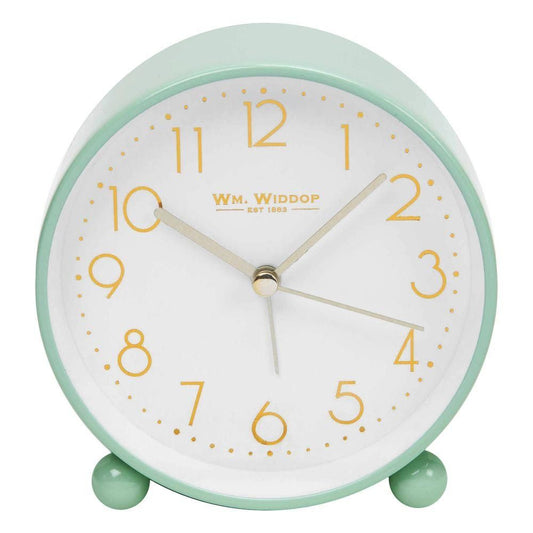 5175M William Widdop Duck Egg Metal Alarm Clock With Gold Dial