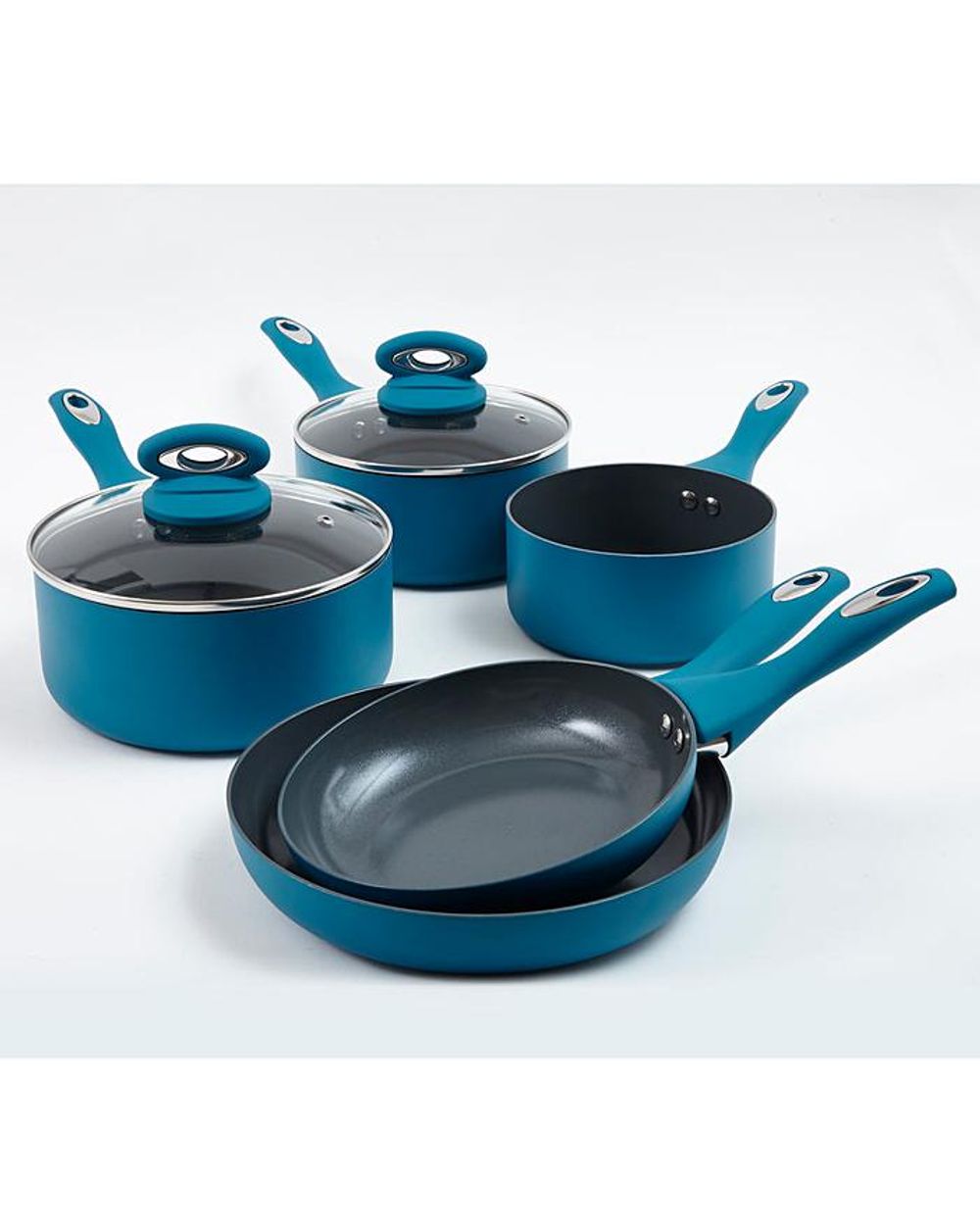 Cermalon 5-Piece Matt Teal with Grey Sparkle Ceramic Non-Stick Pan Set