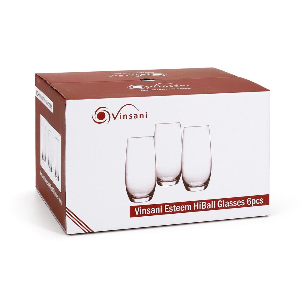 Set of 6 Traditional Esteem Highball Glass Tumblers - 490ml (16.5oz) Highball Glasses