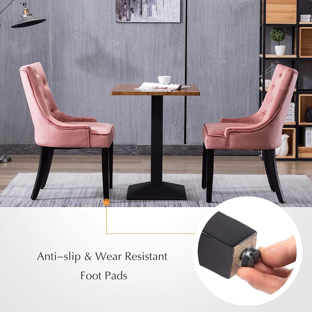 Dining Chairs Set of 2 Velvet Fabric Chairs with Wooden Style Metal Legs for Dining Room Pink(And many