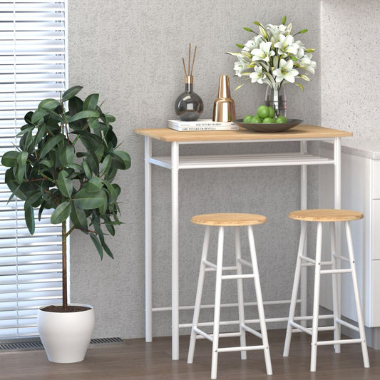3-Piece Dining Kitchen Set with 1 Table and 2 Matching Chairs for Home Pub Cafe