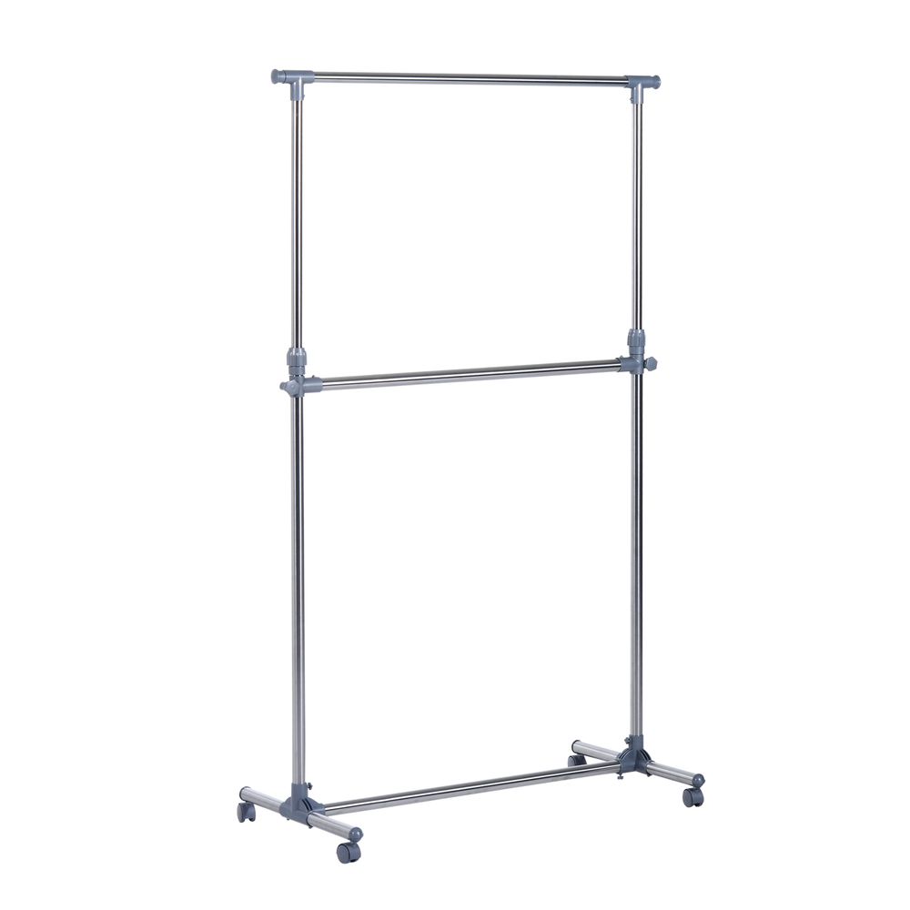 Adjustable Clothes Hanger Storage Clots Rail Garments Shelf Wheels