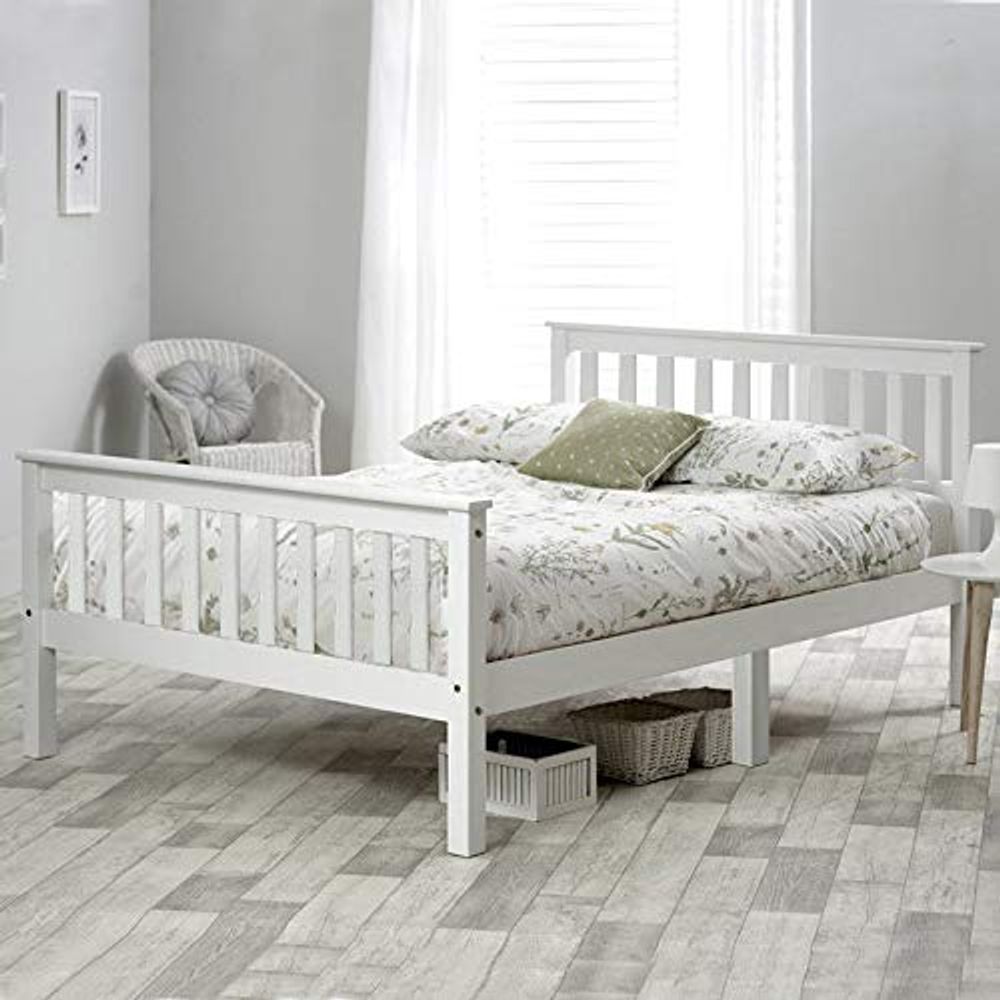 Double Bed Wooden Frame 4ft6 Double Wooden Bed in White