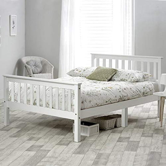 Double Bed Wooden Frame 4ft6 Double Wooden Bed in White