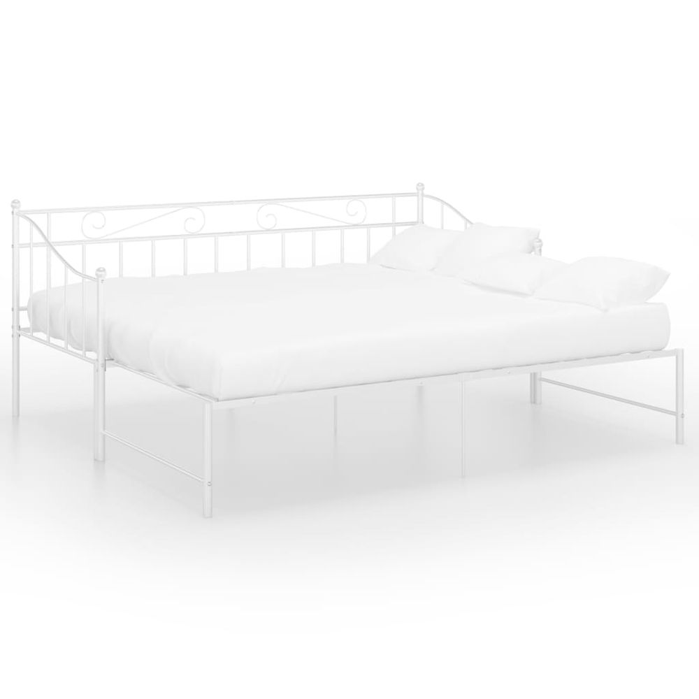 Pull-out Sofa Bed Frame in Black, White & Grey Metal 90x200 cm