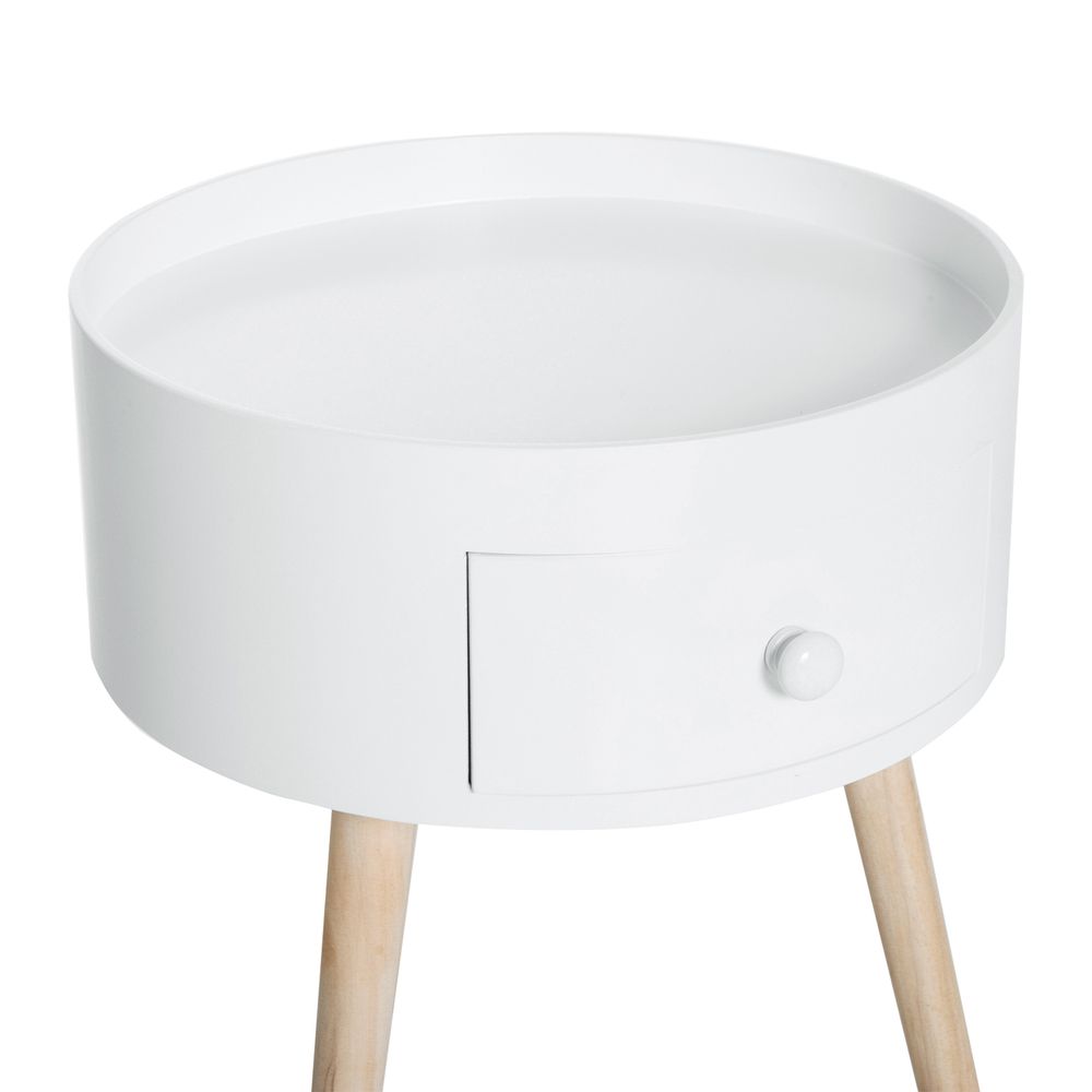 Coffee Table Furniture Bedroom Round Corner Drawer Storage Unit White Office