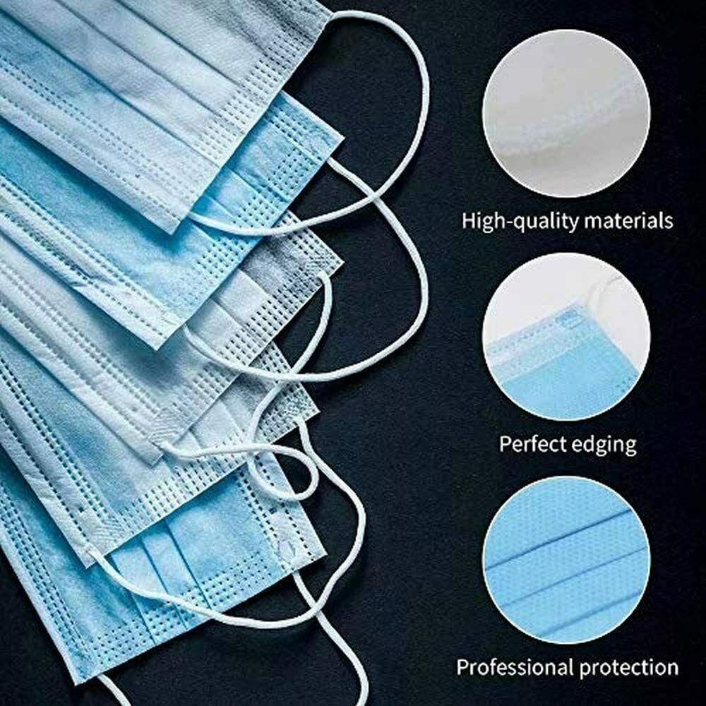 50Pk Disposable Face Mask  3 Layer Breathable & Comfortable Filter Safety Mask