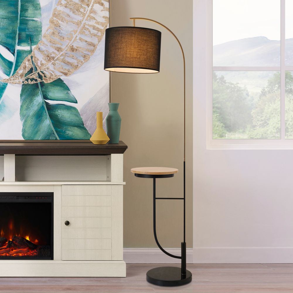 Versanora  Arc Floor Lamp with USB Port, Black / Gold, Metal, VN-L00071B-UK
