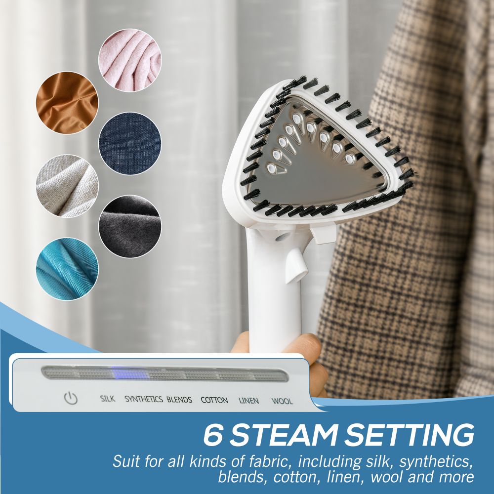 Upright Garment Clothes Steamer with 6 Steam Setting and 1.7L Water Tank White