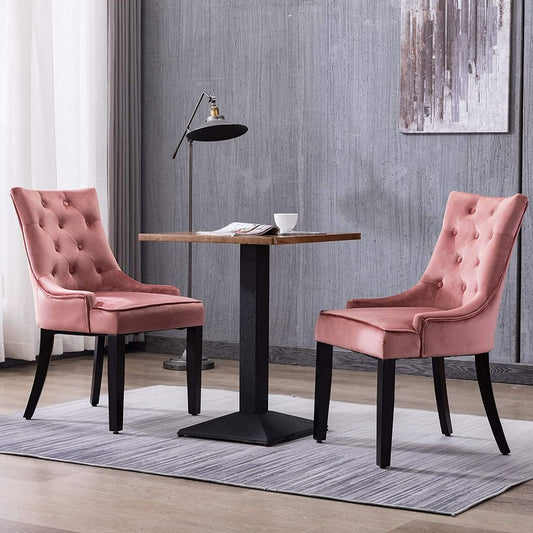 Dining Chairs Set of 2 Velvet Fabric Chairs with Wooden Style Metal Legs for Dining Room Pink(And many