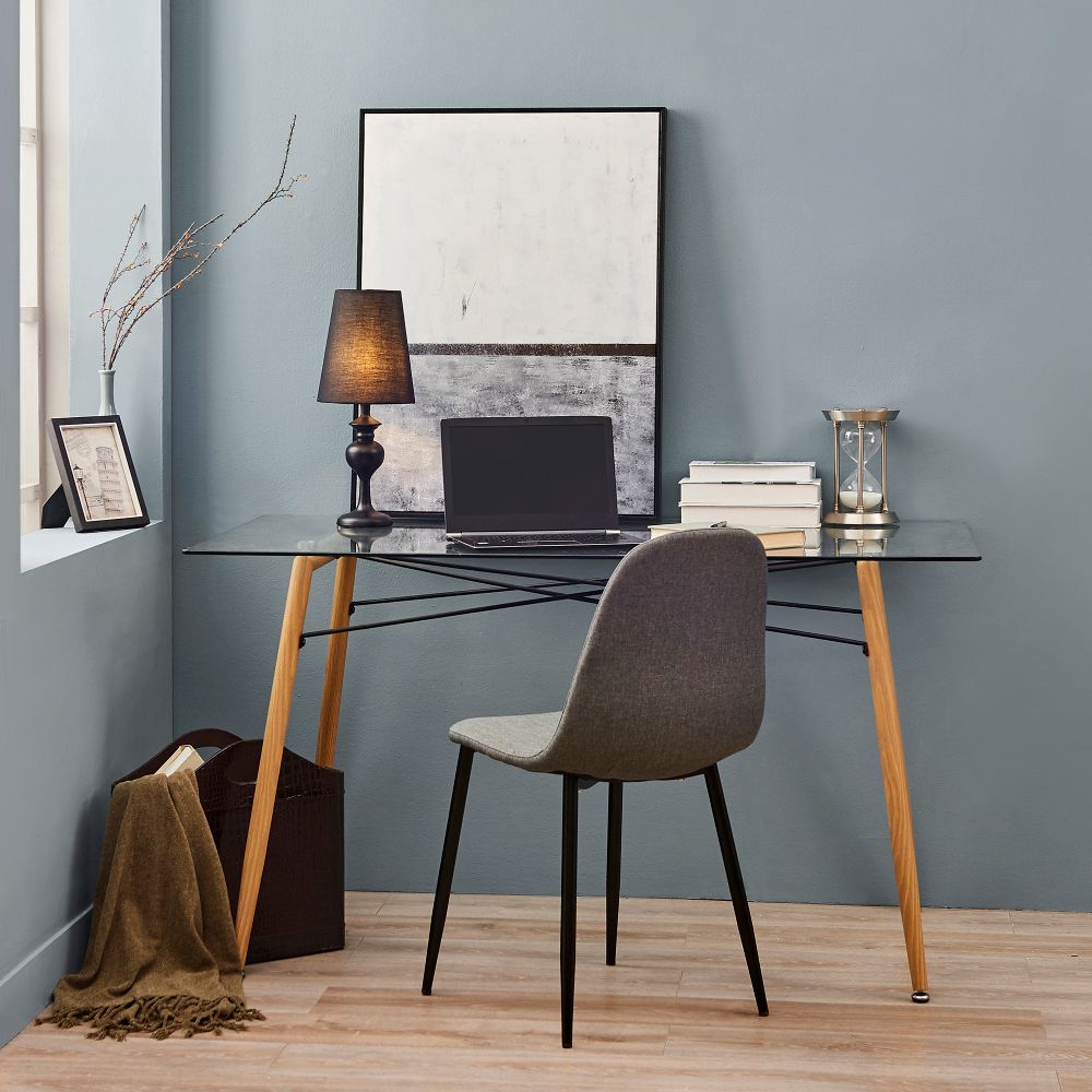 Sarah Metal Table Lamp with Touch Light, Cream Fabric Shade