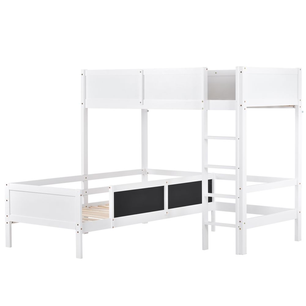 Bunk Bed L Shape Sleeper Bed with Blackborad for Children and Teens 3FT