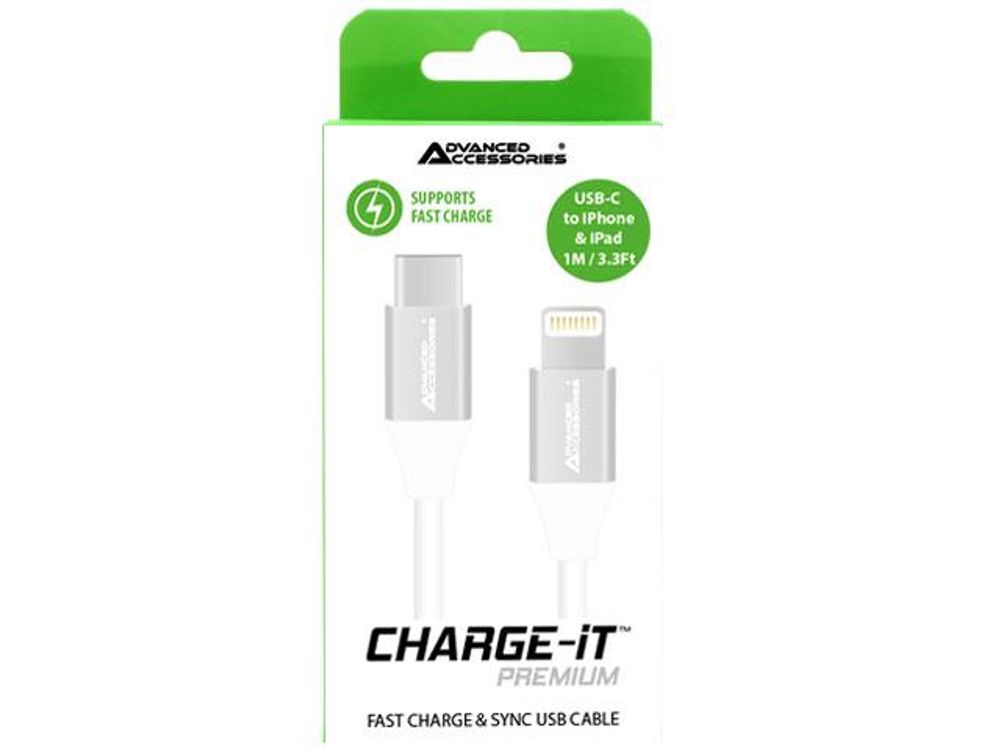 Advanced Accessories Charge It Premium USB C To Lightning Cable 1M- White